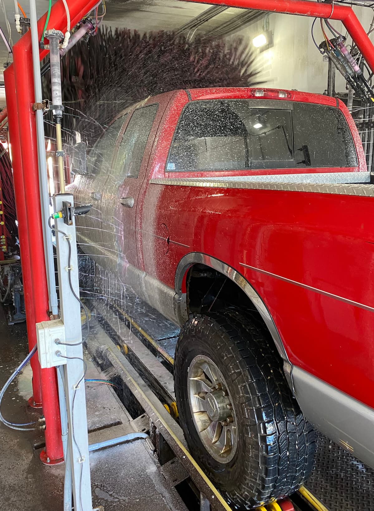 Big truck being washed at Rowley's Platinum Car Wash